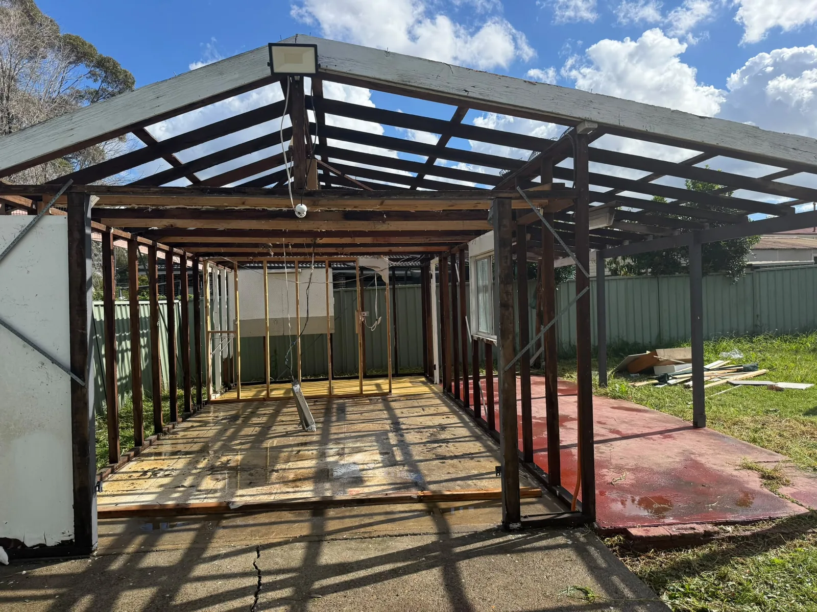 Garage structure prepared for removal at a Sydney project